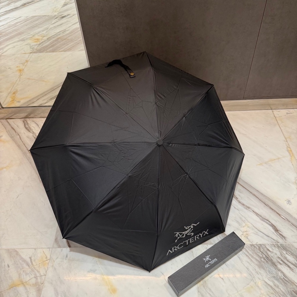 🖤 Arc'teryx Umbrella Black Foldable Rain Gear Logo - Picture 2 of 8
